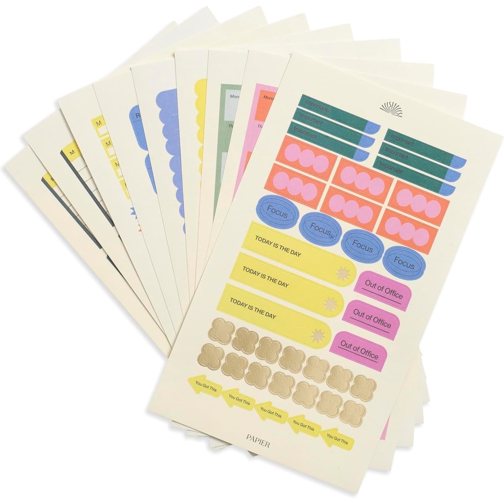 image:imagePapier Productivity Stickers  9 Sheets  Planning amp Motivation Essential  Ideal for Daily amp Weekly Planning  Track amp Plan Your Fitness Health Budget Or Life Goals  Multiple Colors amp Shapes