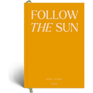 Papier Follow The Sun Travel Journal – Hardcover | Blank Space For 6 Trips | Packing Guide & List, Itinerary Planner, Journaling & Highlight Space | Travel Games | Country List & Color-In World Map