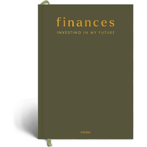 Papier Shine Finance Planner – Olive Hardback | Track Expenses, Savings, Outgoings | Undated | Includes Money Tracker, Daily & Monthly Calendar, & Monthly Budget Section | Budgeting Gift For Students