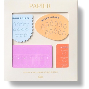 Papier Wellness Sticky Notes – Set of 4 | Brightly Colored | Keep Note of Your Mood, Hours Sleep, Water Drunk & Weekdays | Self-Care & Stationery Supplies Essentials | Practical & Thoughtful Gift