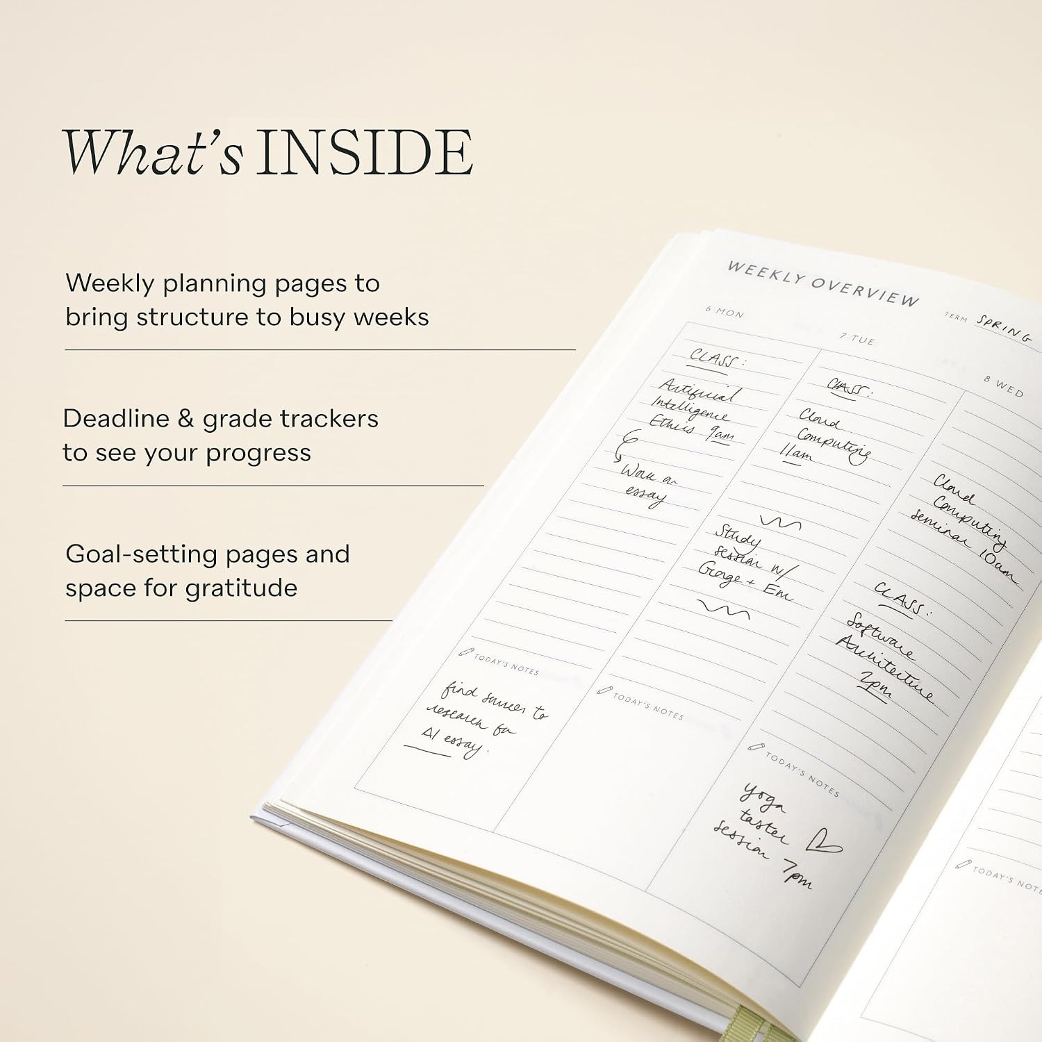 image:imagePapier In The Grid A5 Academic Planner 202627 HardCover Week amp Month Organizer 100gsm Paper Goals Key Dates amp Assignment Planning